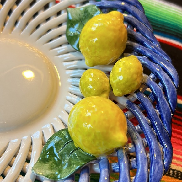 Lanzarin Ceramiche Handmade in Italy Basket Bowl with Lemons - Picture 8 of 8